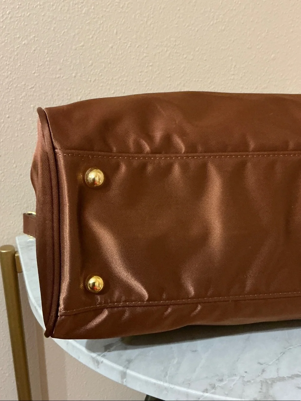 Valentino Garavani Brown Satin Shoulder Bag With Gold Chain Handles (COA) Inc.
